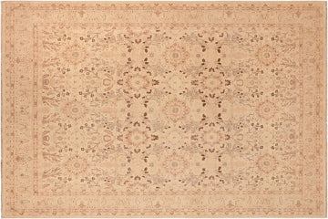 handmade Transitional Kafkaz Chobi Ziegler Tan Brown Hand Knotted RECTANGLE 100% WOOL area rug 10 x 13